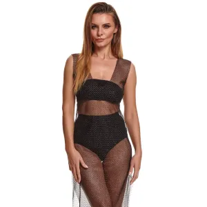 Schwarz/silbernes Kleid STIolanda001 von Demoniq Silver Touch Collection | Fesselliebe.de