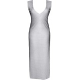 Schwarz/silbernes Kleid STIolanda001 von Demoniq Silver Touch Collection | Fesselliebe.de