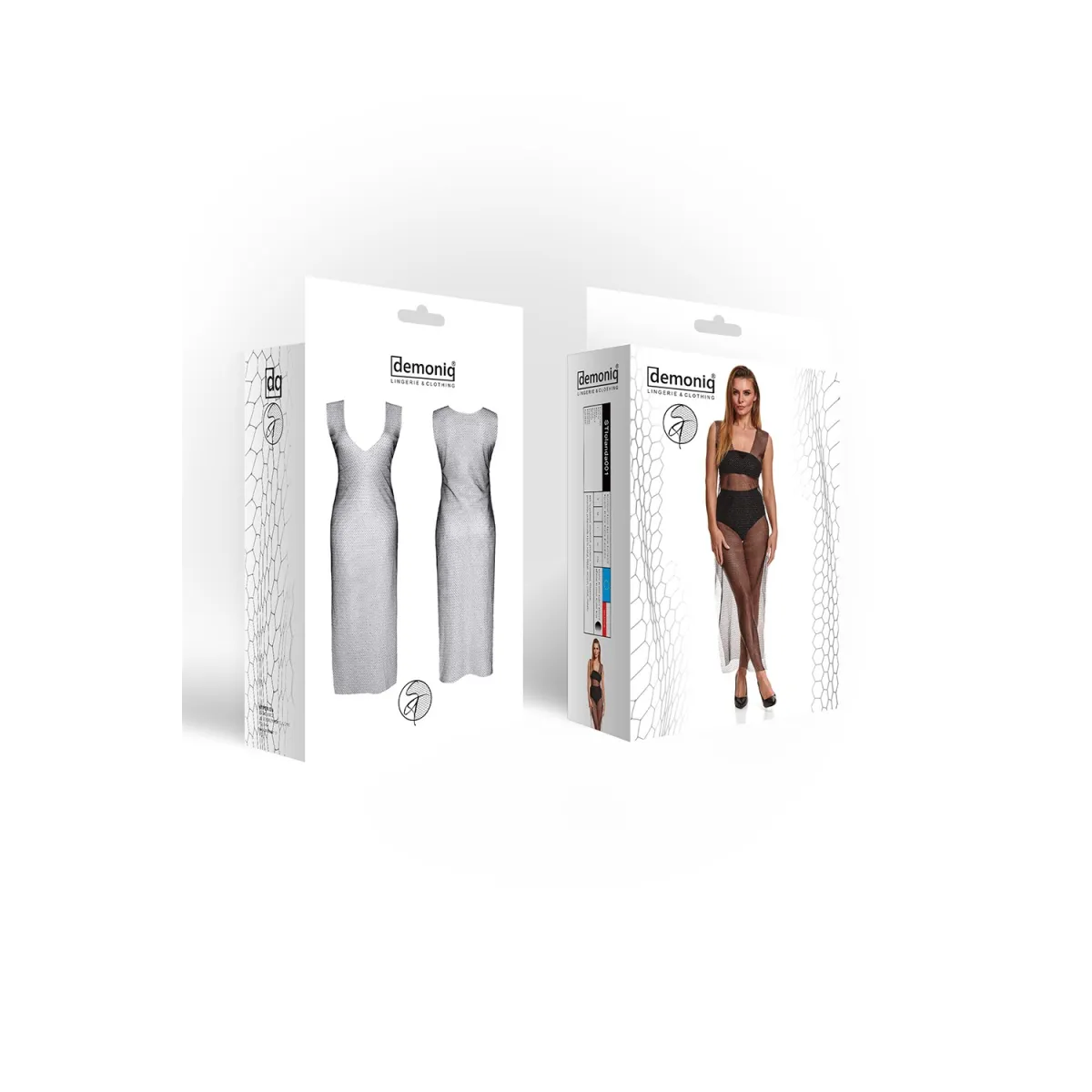 Schwarz/silbernes Kleid STIolanda001 von Demoniq Silver Touch Collection | Fesselliebe.de