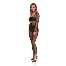 Schwarz/silbernes Jumpsuit STEdvige001 von Demoniq Silver Touch Collection | Fesselliebe.de