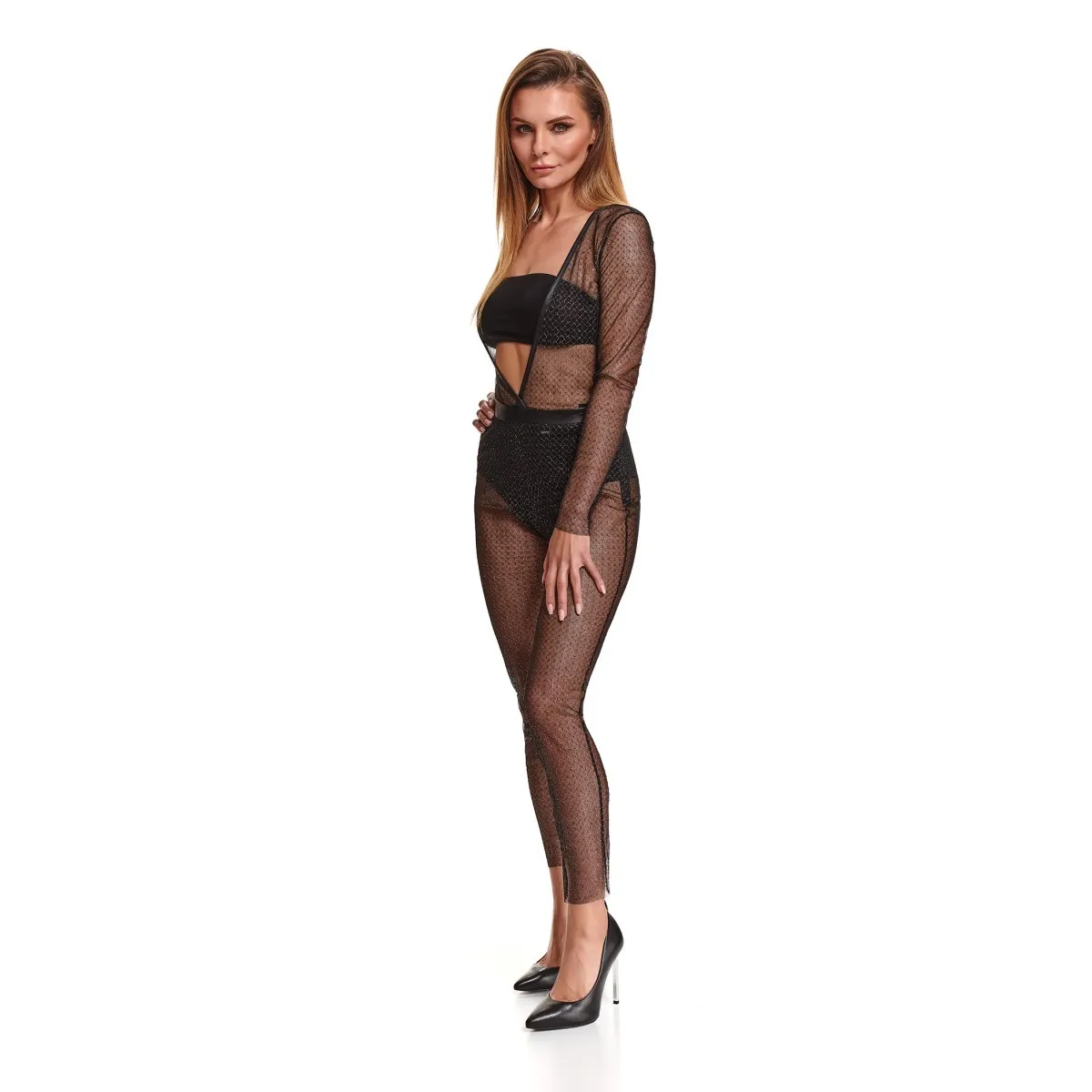 Schwarz/silbernes Jumpsuit STEdvige001 von Demoniq Silver Touch Collection | Fesselliebe.de