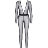 Schwarz/silbernes Jumpsuit STEdvige001 von Demoniq Silver Touch Collection | Fesselliebe.de
