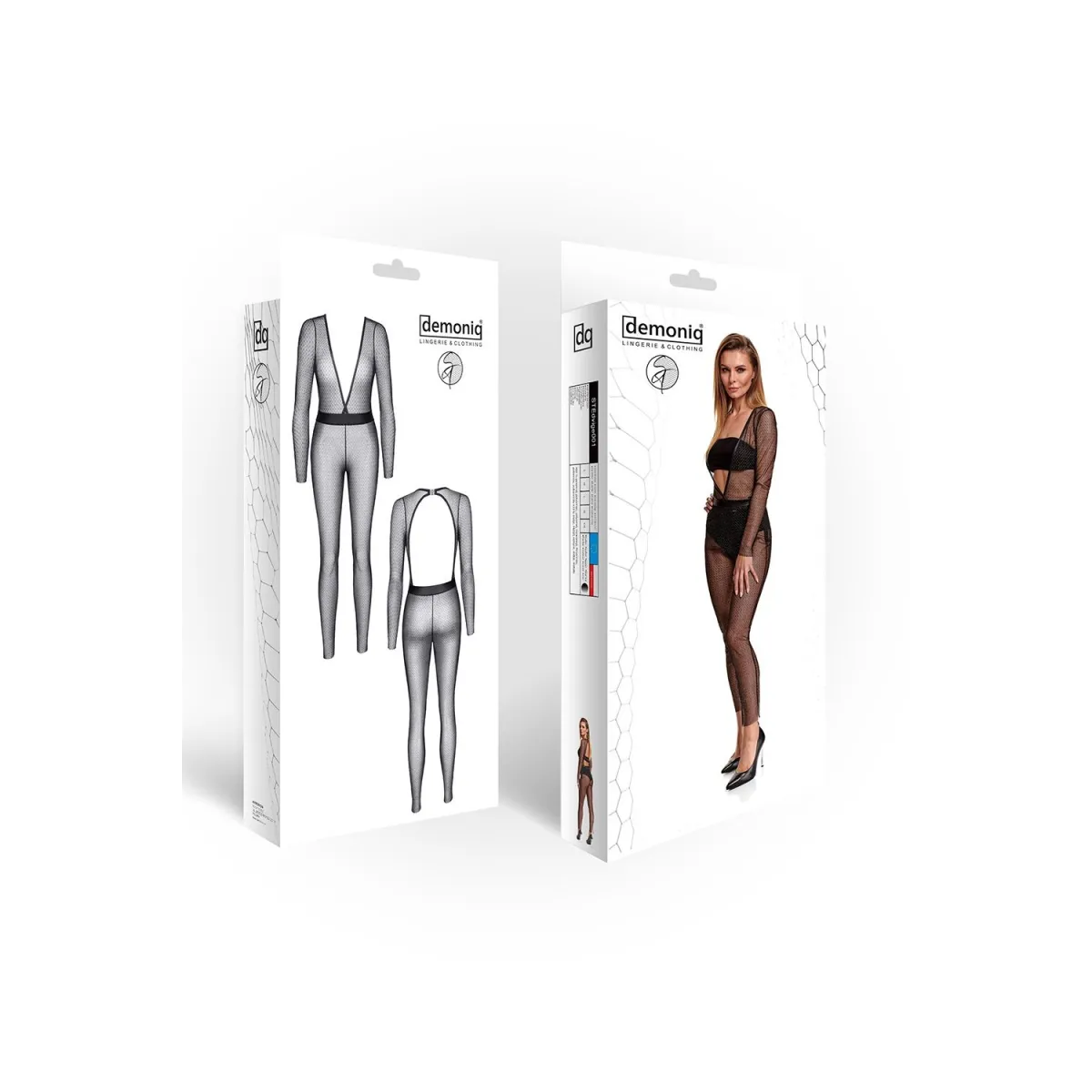 Schwarz/silbernes Jumpsuit STEdvige001 von Demoniq Silver Touch Collection | Fesselliebe.de