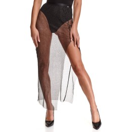 Langer schwarz/silberner Rock STChiara001 von Demoniq Silver Touch Collection | Fesselliebe.de