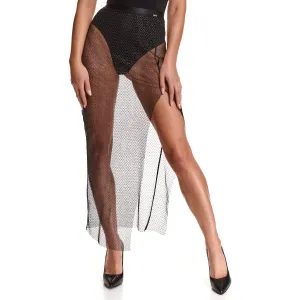 Langer schwarz/silberner Rock STChiara001 von Demoniq Silver Touch Collection | Fesselliebe.de