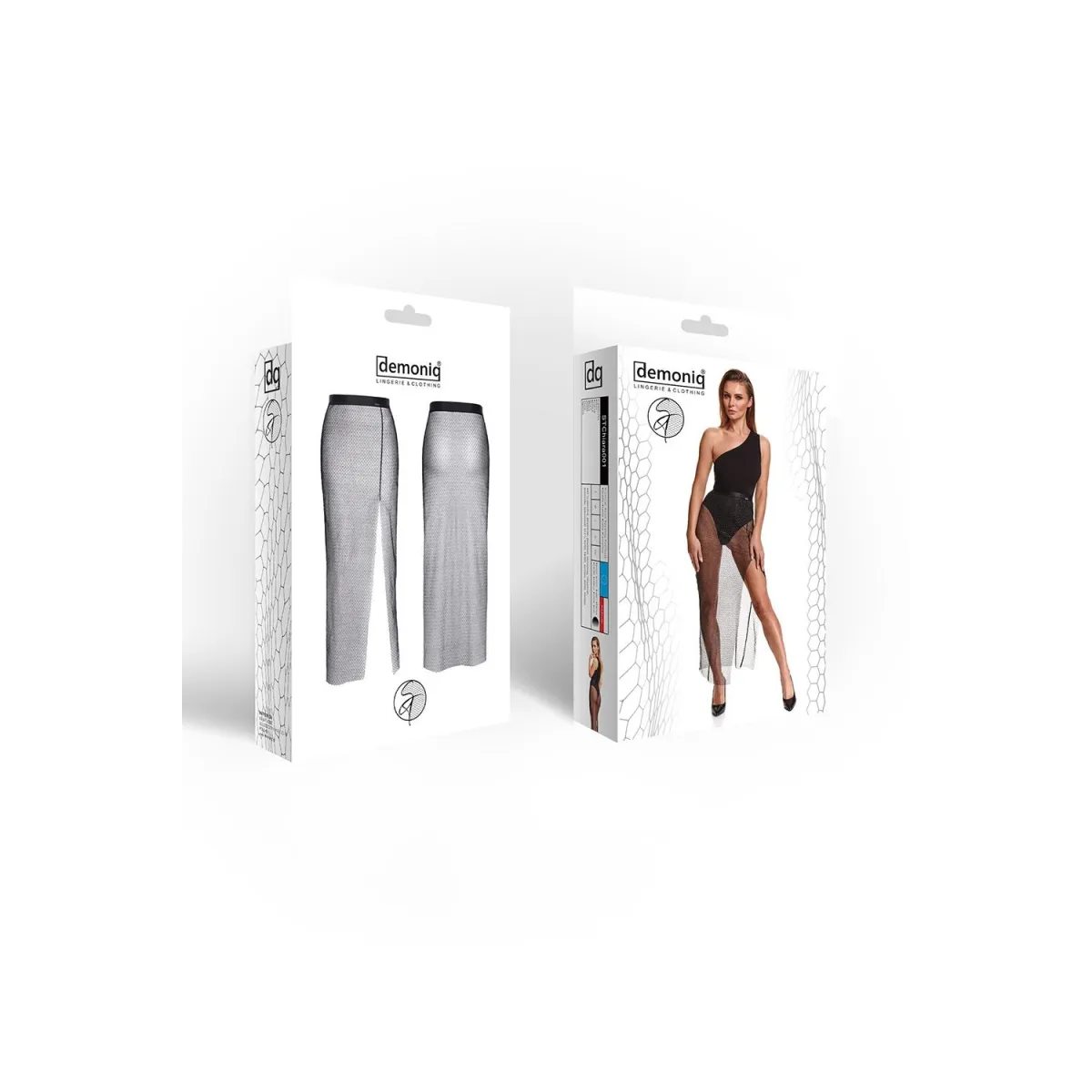 Langer schwarz/silberner Rock STChiara001 von Demoniq Silver Touch Collection | Fesselliebe.de