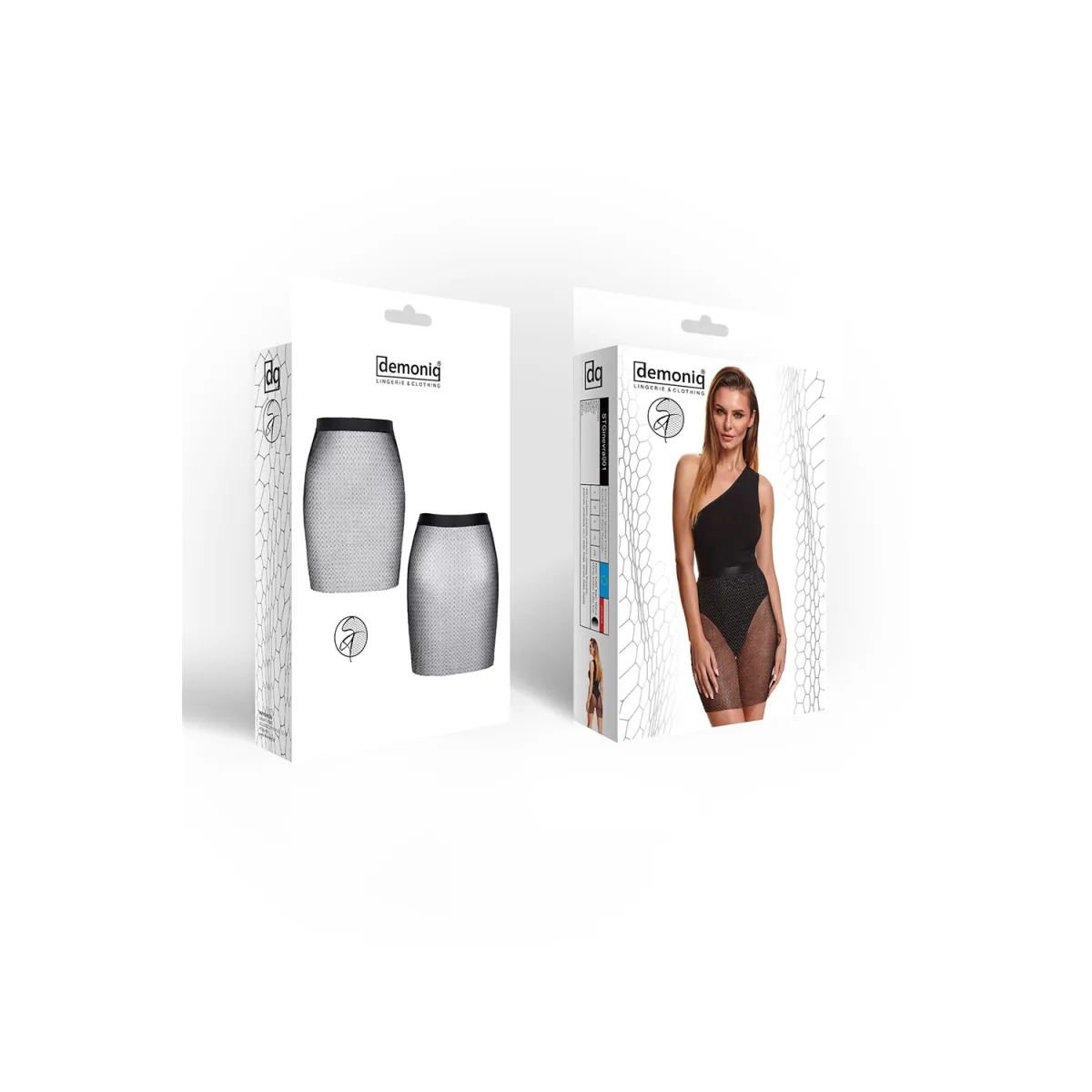 Schwarz/silberner Minirock STGinevra001 von Demoniq Silver Touch Collection | Fesselliebe.de