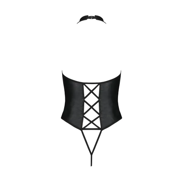 Schwarzer Kunstleder Body ouvert PA596249 von Passion | Fesselliebe.de
