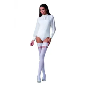 Halterlose Strümpfe ST121 weiß von Passion