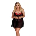 Schwarz/rotes Babydoll AA052937 von Anais Apparel Plus Size