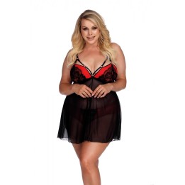 Schwarz/rotes Babydoll AA052937 von Anais Apparel Plus Size | Fesselliebe.de