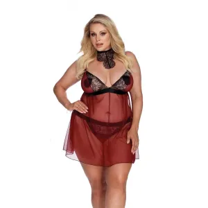 Rot/schwarzes Chemise AA052928 von Anais Apparel Plus Size | Fesselliebe.de