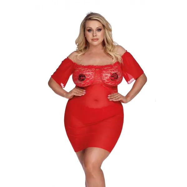 Rotes Chemise AA052940 von Anais Apparel Plus Size | Fesselliebe.de