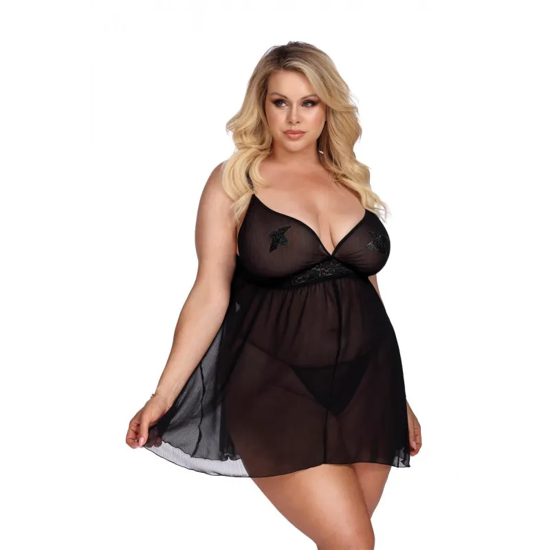 Schwarzes Babydoll AA052949 von Anais Apparel Plus Size | Fesselliebe.de