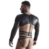 Herren Langarm-Shirt mit Harness TSH019 schwarz von Regnes Fetish Planet | Fesselliebe.de