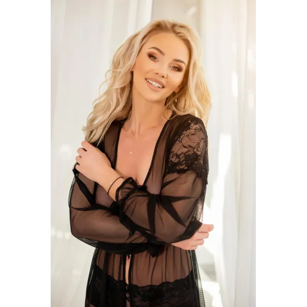 Schwarzer Morgenmantel KA922359 von Kalimo | Fesselliebe.de