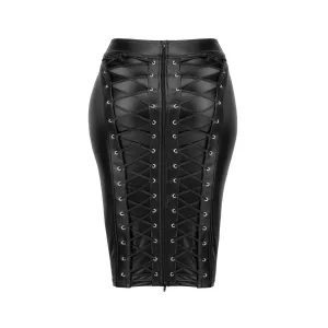 Schwarzer Rock aus Powerwetlook F273 von Noir Handmade Curve Collection