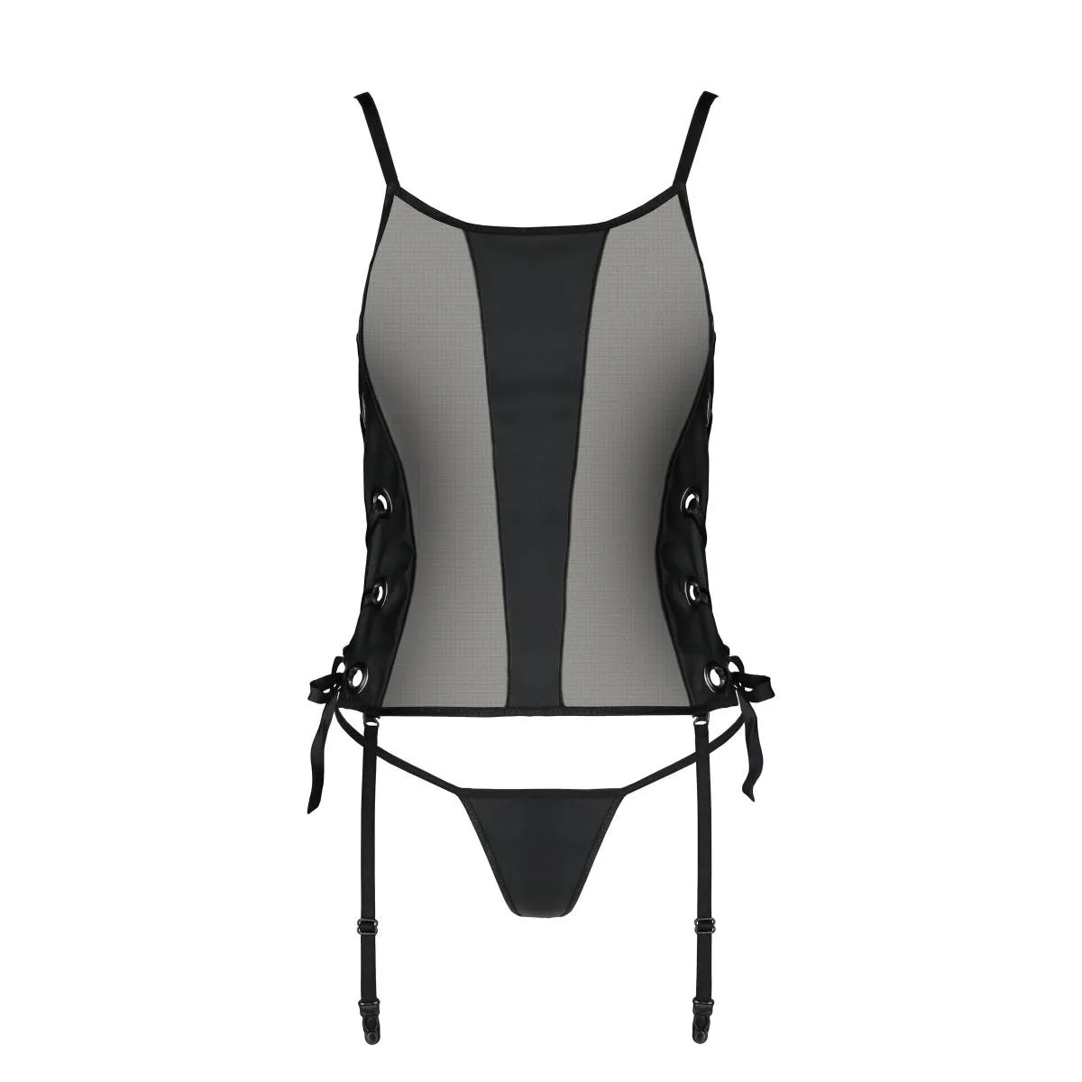 Schwarzes Kunstleder Corset PA596228 von Passion | Fesselliebe.de
