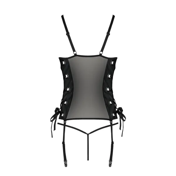 Schwarzes Kunstleder Corset PA596228 von Passion | Fesselliebe.de