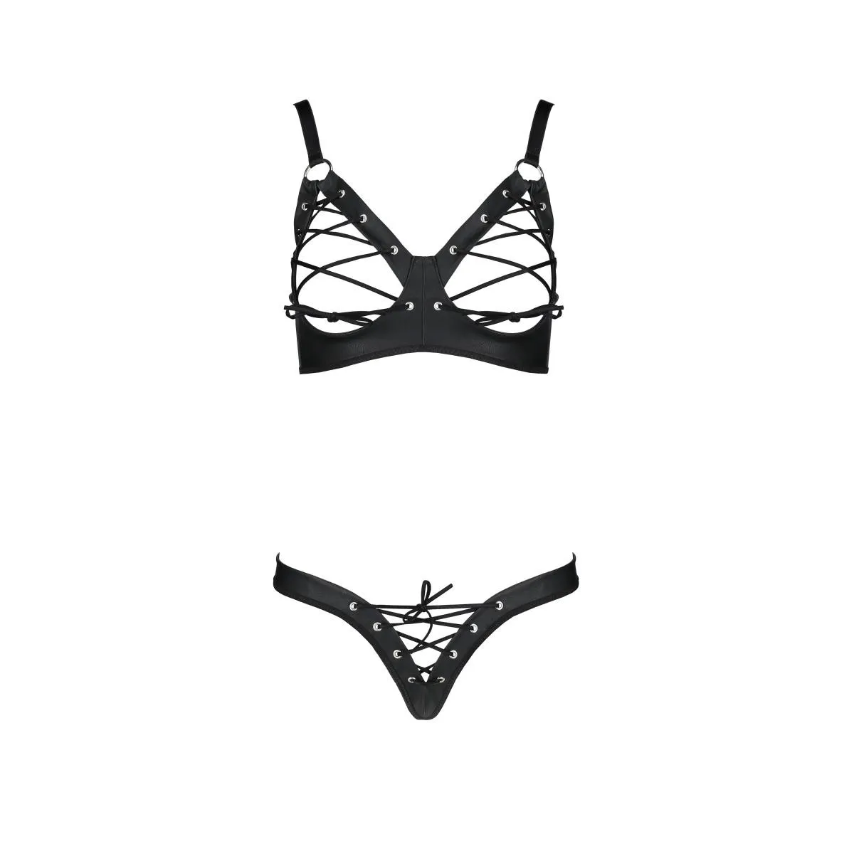 Schwarzer Kunstleder Bikini PA596177 von Passion | Fesselliebe.de