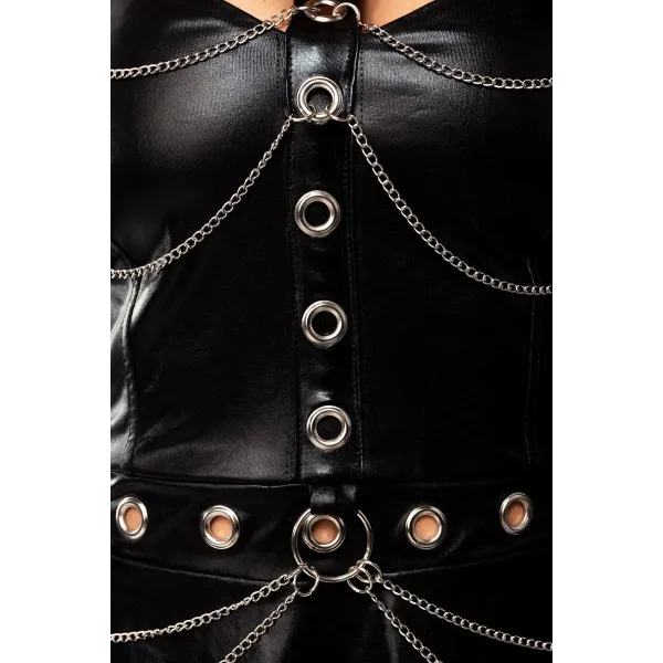 Schwarzes Wetlook Minikleid 18289 von Saresia | Fesselliebe.de