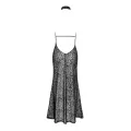 F288 Langes Flockkleid im Leoparden-Look mit Schlitz von Noir Handmade