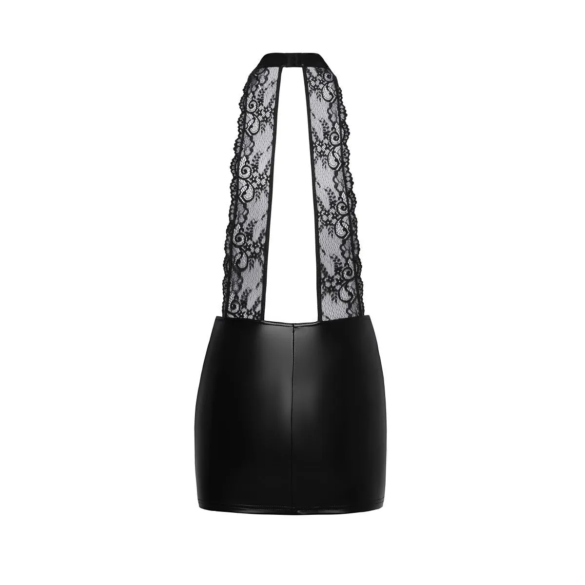 F279 Kurzes Powerwetlook Kleid mit Spitze von Noir Handmade | Fesselliebe.de