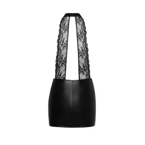 F279 Kurzes Powerwetlook Kleid mit Spitze von Noir Handmade