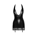 F280 Powerwetlook-Minikleid mit Spitzenbesatz von Noir Handmade