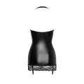 F280 Powerwetlook-Minikleid mit Spitzenbesatz von Noir Handmade
