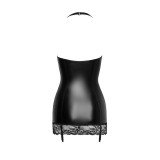 F280 Powerwetlook-Minikleid mit Spitzenbesatz von Noir Handmade | Fesselliebe.de