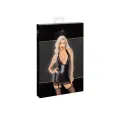 F280 Powerwetlook-Minikleid mit Spitzenbesatz von Noir Handmade