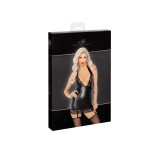 F280 Powerwetlook-Minikleid mit Spitzenbesatz von Noir Handmade | Fesselliebe.de