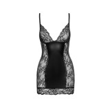 F282 Kurzes Powerwetlook Kleid mit Spitzeneinsätzen von Noir Handmade | Fesselliebe.de