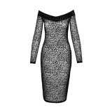 F284 Midikleid aus Leopardenflock und langen Ärmeln von Noir Handmade | Fesselliebe.de