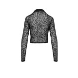 F289 Leopardenflock Top mit langen Ärmeln von Noir Handmade | Fesselliebe.de