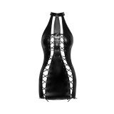 F291 Powerwetlook Kleid mit doppelter Schnürung vorne von Noir Handmade | Fesselliebe.de