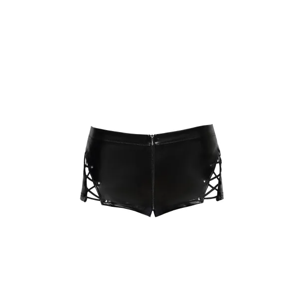 F292 Powerwetlook Shorts mit Schnürrung von Noir Handmade | Fesselliebe.de