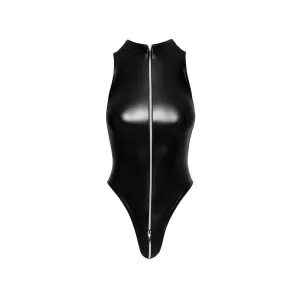 F294 Powerwetlook Bodysuit mit Frontreißverschluss von Noir Handmade