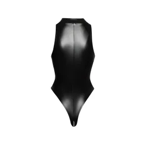 F294 Powerwetlook Bodysuit mit Frontreißverschluss von Noir Handmade
