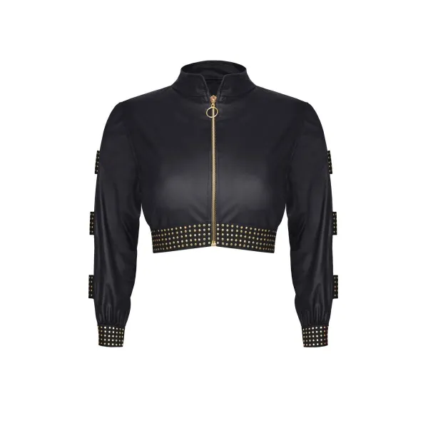 Schwarzer kurze Damen Jacke CBMartha001 von Demoniq Cash Baby Collection | Fesselliebe.de