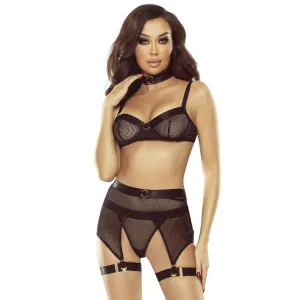 Schwarzes 6-teilges Netz-Set von Provocative | Fesselliebe.de