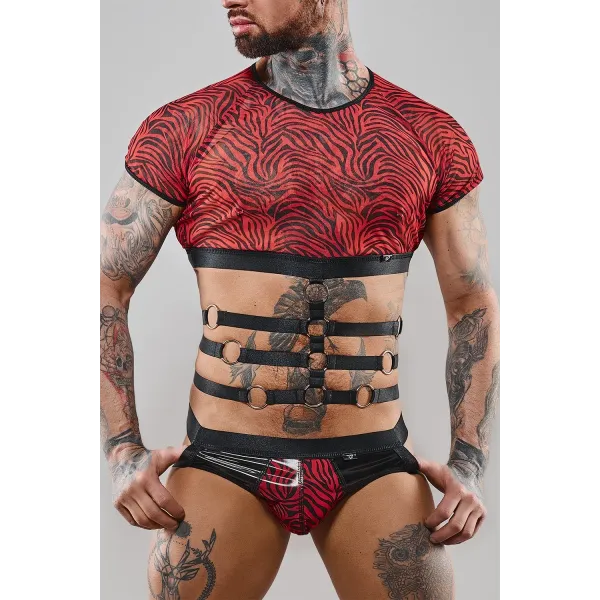 Harness T-Shirt RERodrigo001 schwarz/rot von RFP Razor’s Edge Kollektion | Fesselliebe.de