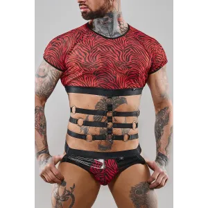 Harness T-Shirt RERodrigo001 schwarz/rot von RFP Razor’s Edge Kollektion | Fesselliebe.de