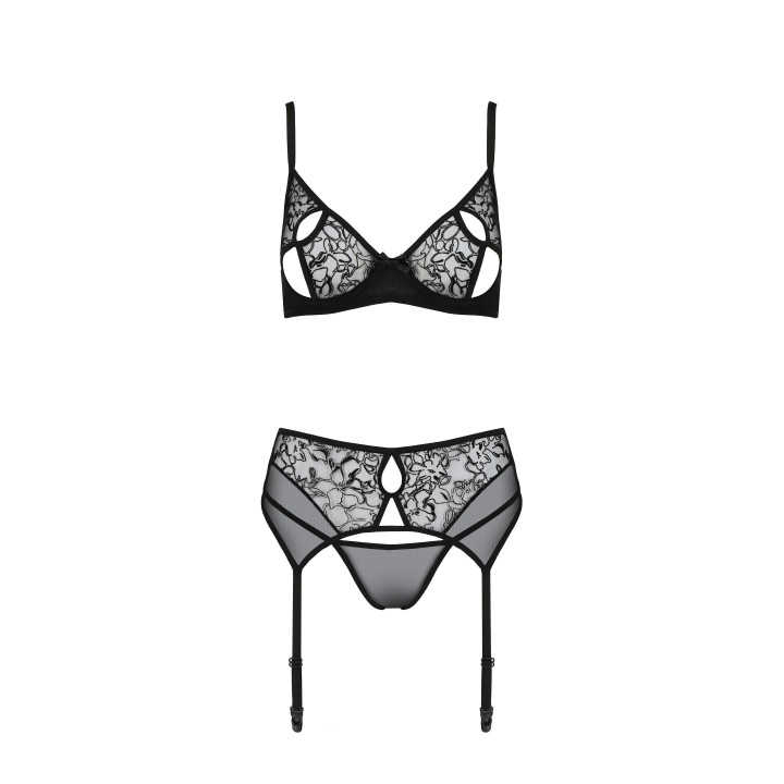 Schwarzes 3-teilges Set PA596621 von Passion | Fesselliebe.de