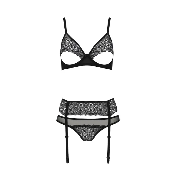 Schwarzes 3-teilges Set PA596663 von Passion | Fesselliebe.de