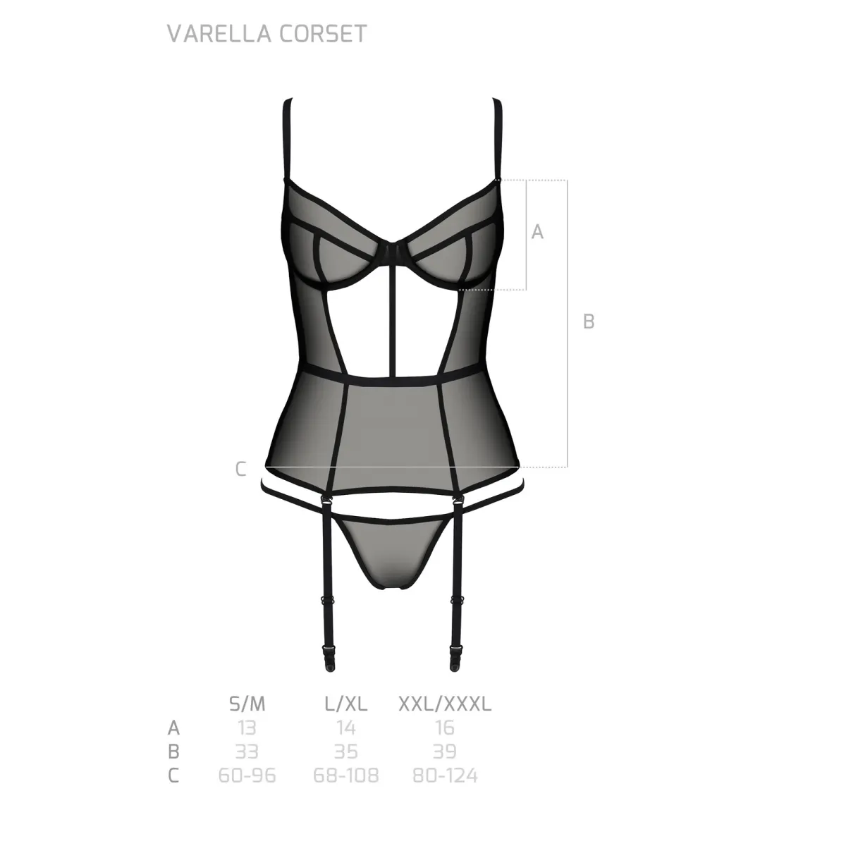 Schwarzes Corset PA596645 von Passion | Fesselliebe.de