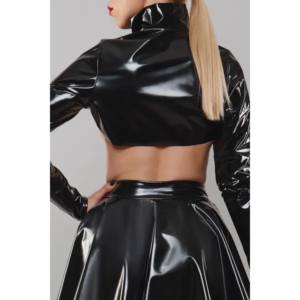 Schwarze kurze Jacke TDNele001 von Demoniq Total Domination Collection | Fesselliebe.de