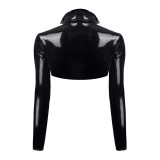 Schwarze kurze Jacke TDNele001 von Demoniq Total Domination Collection | Fesselliebe.de