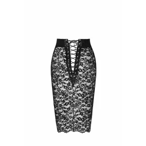 F302 halblanger Rock aus Spitze von Noir Handmade